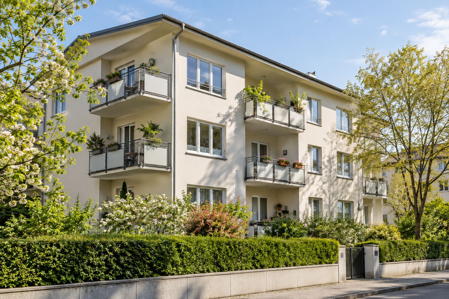 Wohngebäude mit Balkonen